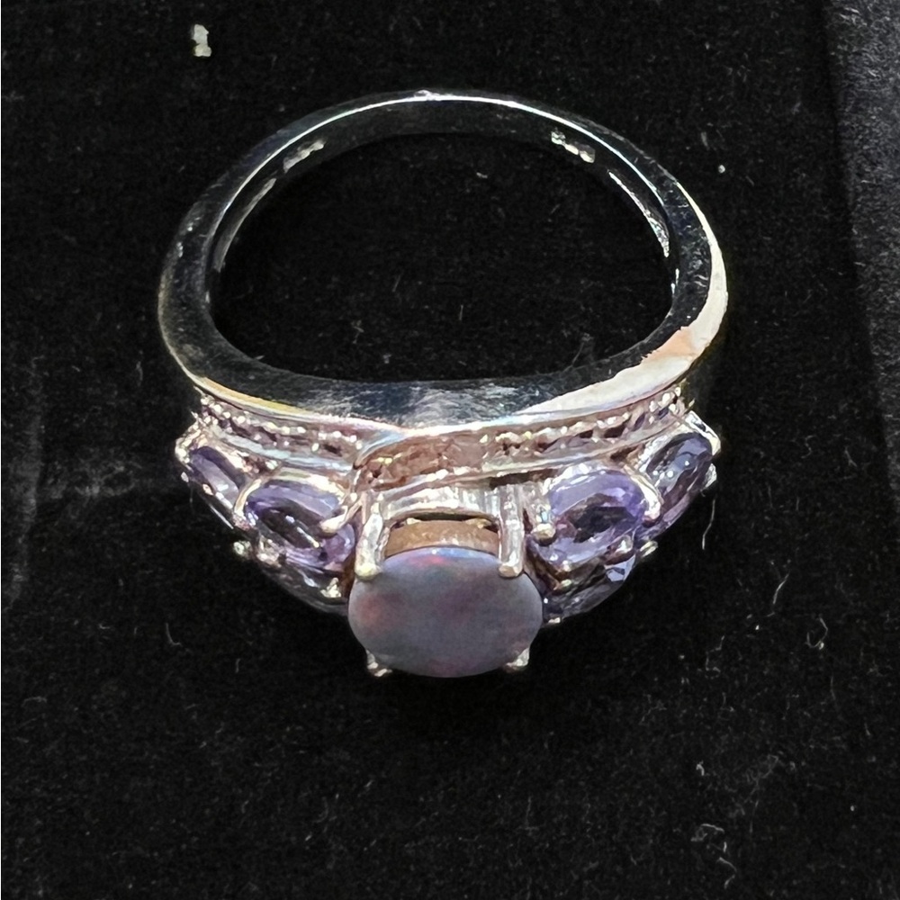Vintage Opal and Multi Gemstone Sterling Silver Ring - Picture 2 of 5